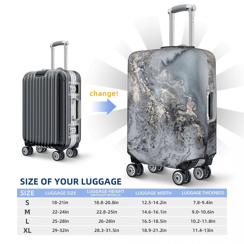 Textura marmură gri personalizată, model abstract, husă pentru bagaje, grafică geometrică, huse de protecție pentru valiză de călătorie, pentru 18-32 inch