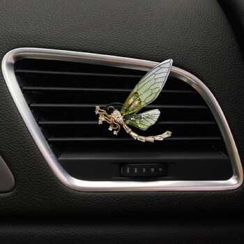 Пеперуда щипка за парфюм за кола Dragonfly Shape Shiny Rhinestone Auto Air Outlet Освежител за парфюм щипка за кола