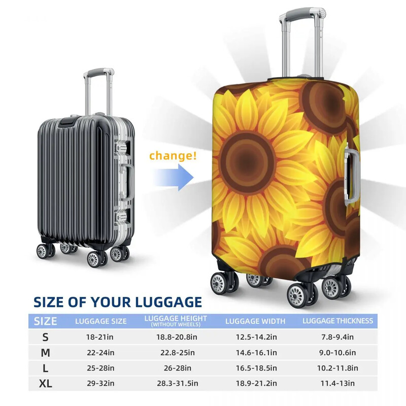 Husa Valisa Print Floarea Soarelui Flori Galbene Vacanta Afaceri Accesorii Bagaje Practice Protectie