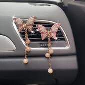 1 gab Spīdīgs luksusa Rhinestone Butterfly Design Auto gaisa atsvaidzinātājs Automašīnas gaisa izplūdes aromterapijas difuzors klips automašīnas salona apdare