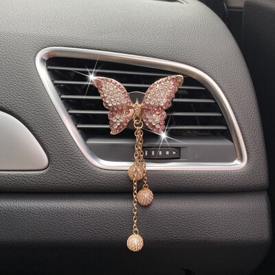 1 gab Spīdīgs luksusa Rhinestone Butterfly Design Auto gaisa atsvaidzinātājs Automašīnas gaisa izplūdes aromterapijas difuzors klips automašīnas salona apdare