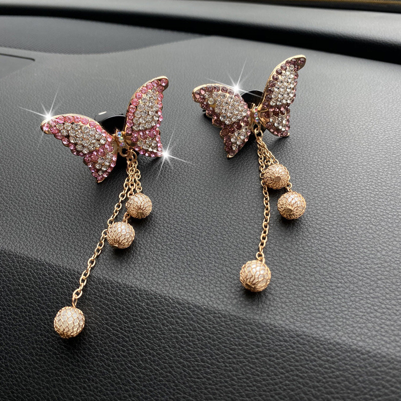1 gab Spīdīgs luksusa Rhinestone Butterfly Design Auto gaisa atsvaidzinātājs Automašīnas gaisa izplūdes aromterapijas difuzors klips automašīnas salona apdare