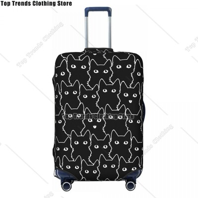 Husă personalizată pentru bagaje de călătorie pisică neagră, rezistentă la praf