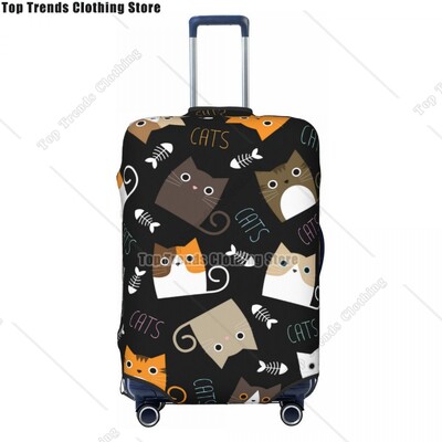 Husă personalizată pentru bagaje de călătorie pisică neagră, rezistentă la praf