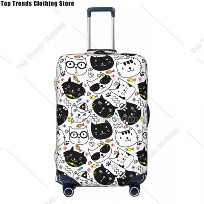 Husă personalizată pentru bagaje de călătorie pisică neagră, rezistentă la praf