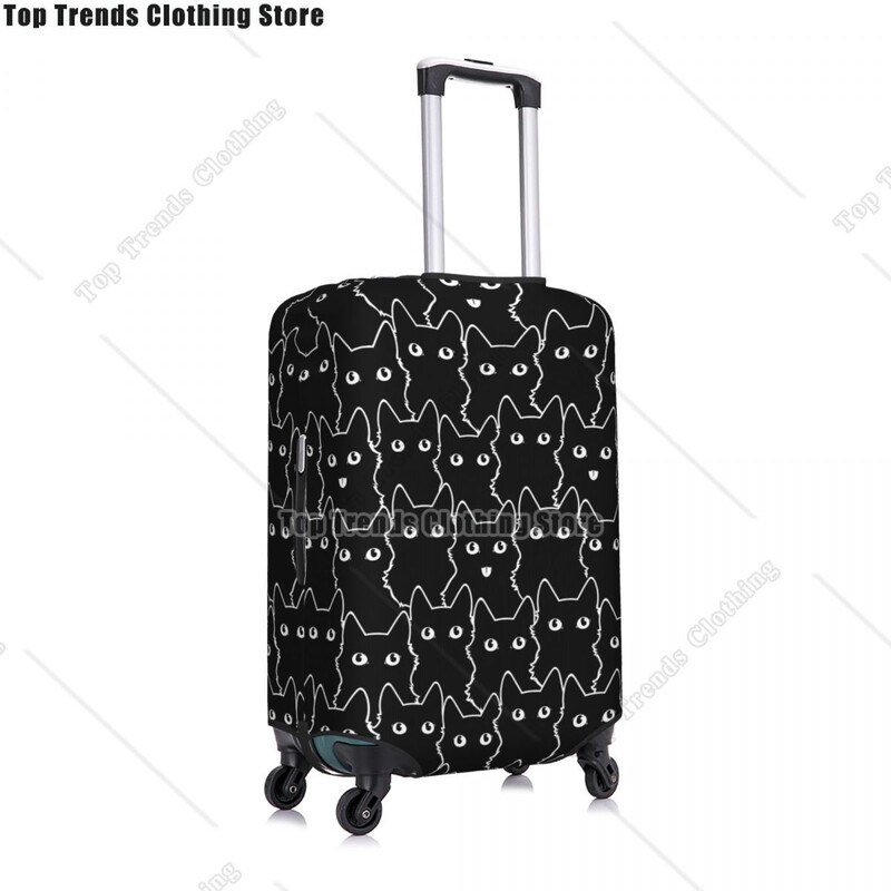 Husă personalizată pentru bagaje de călătorie pisică neagră, rezistentă la praf