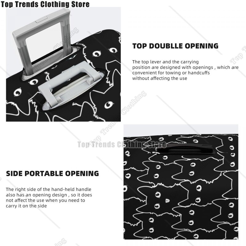 Husă personalizată pentru bagaje de călătorie pisică neagră, rezistentă la praf