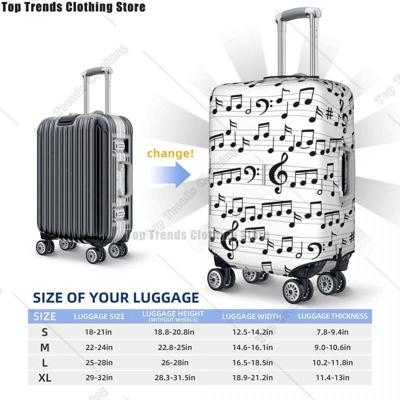 Notație muzicală Note muzicale Protector pentru husă pentru bagaje Huse pentru valiză de călătorie la modă pentru 18-32 inci