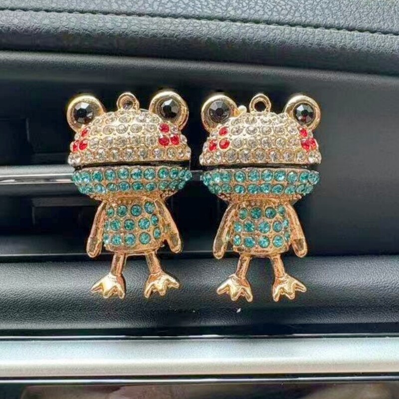 1gab kristāla gudrs Frog Auto gaisa atsvaidzinātājs Vent Clip Auto difuzors Dzirkstošs Rhinestone Automašīnu apdares Auto salona piederumi