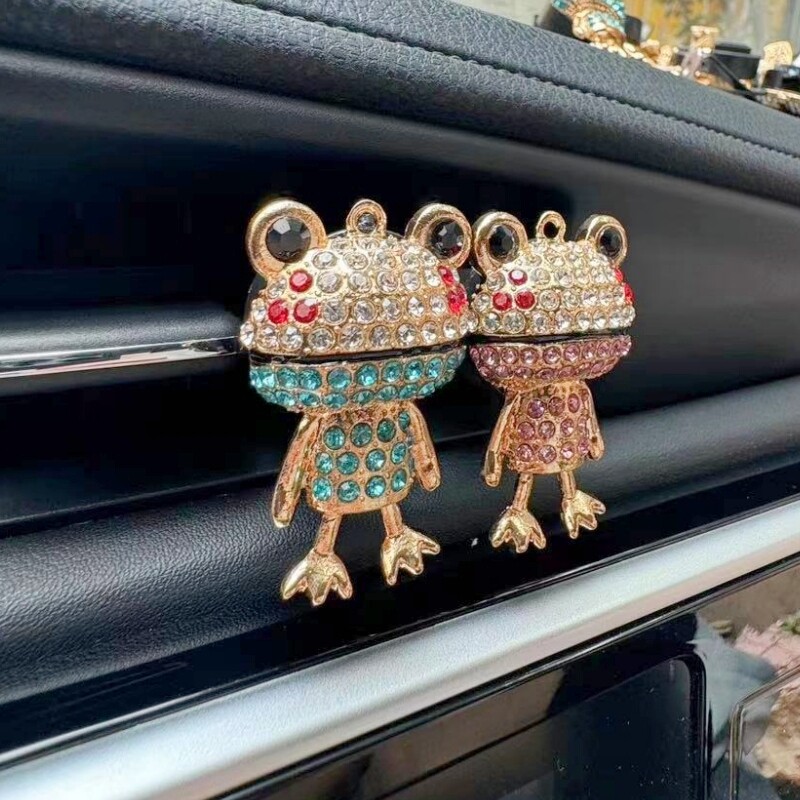 1gab kristāla gudrs Frog Auto gaisa atsvaidzinātājs Vent Clip Auto difuzors Dzirkstošs Rhinestone Automašīnu apdares Auto salona piederumi