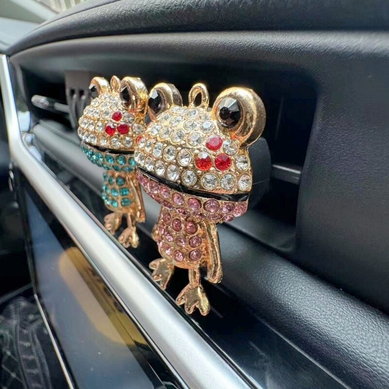 1gab kristāla gudrs Frog Auto gaisa atsvaidzinātājs Vent Clip Auto difuzors Dzirkstošs Rhinestone Automašīnu apdares Auto salona piederumi