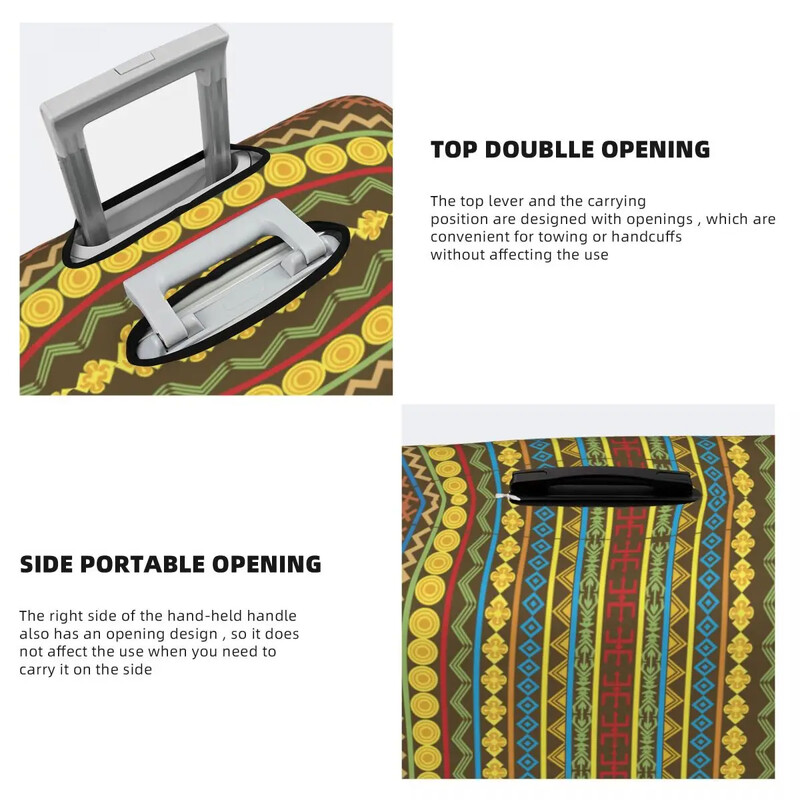 Husă pentru valiză cu model etnic african Motive Călătorie de croazieră Protecție elastică pentru bagaje de vacanță