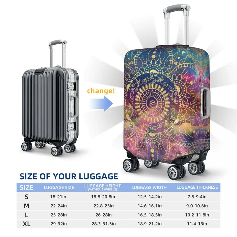 Retro miglājs akvareļkrāsu čemodāna vāks zelta mandala boho noderīgs kruīza ceļojuma aizsargs bagāžas piederumi brīvdienās