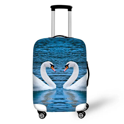 Baltā gulbja apdruka ceļojumu aksesuāri čemodānu aizsargapvalki 18-32 collu elastīgi bagāžas putekļu vāka futrālis, izstiepjams aizsargs