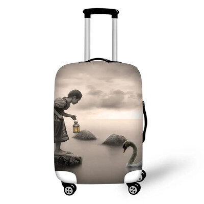 Baltā gulbja apdruka ceļojumu aksesuāri čemodānu aizsargapvalki 18-32 collu elastīgi bagāžas putekļu vāka futrālis, izstiepjams aizsargs