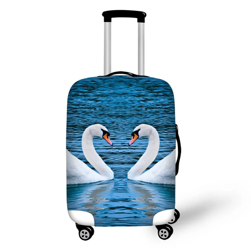 Baltā gulbja apdruka ceļojumu aksesuāri čemodānu aizsargapvalki 18-32 collu elastīgi bagāžas putekļu vāka futrālis, izstiepjams aizsargs