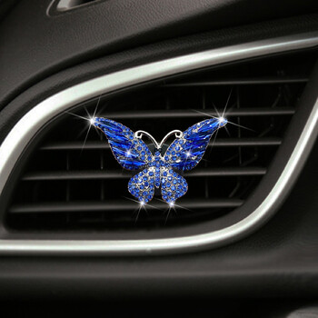 Нов автомобил Crystal Rhinestone Butterfly Design Car Air Vent Ароматерапевтичен дифузьор Щипки Интериорна декорация на кола за жени