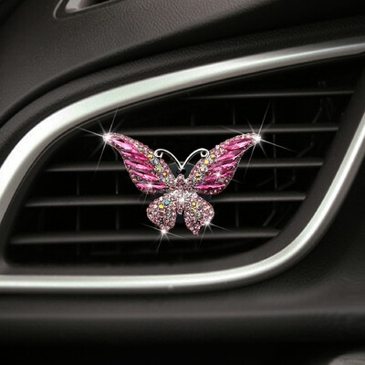 Noua masina de cristal strass design fluture masina aerisire aromoterapie difuzor cleme decorare interioara masina pentru femei