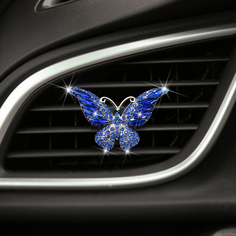 Noua masina de cristal strass design fluture masina aerisire aromoterapie difuzor cleme decorare interioara masina pentru femei