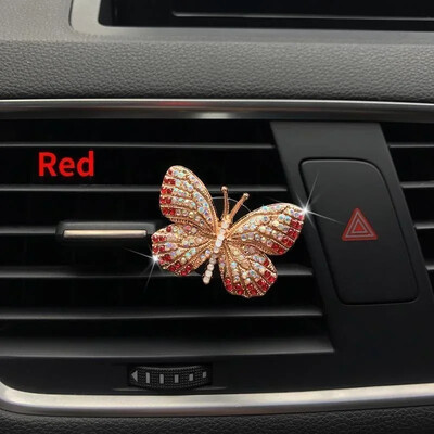 Accesorii pentru mașină Bling Butterfly, Odorizant pentru mașină drăguț, farmec pentru decorarea interioară a mașinilor, clip de aerisire pentru mașini cu stras, decor
