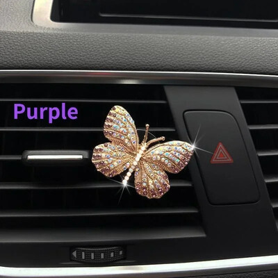 Accesorii pentru mașină Bling Butterfly, Odorizant pentru mașină drăguț, farmec pentru decorarea interioară a mașinilor, clip de aerisire pentru mașini cu stras, decor