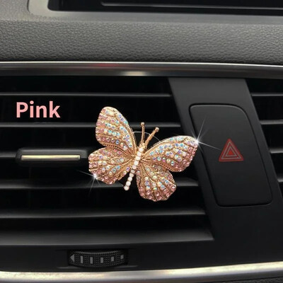 Accesorii pentru mașină Bling Butterfly, Odorizant pentru mașină drăguț, farmec pentru decorarea interioară a mașinilor, clip de aerisire pentru mașini cu stras, decor