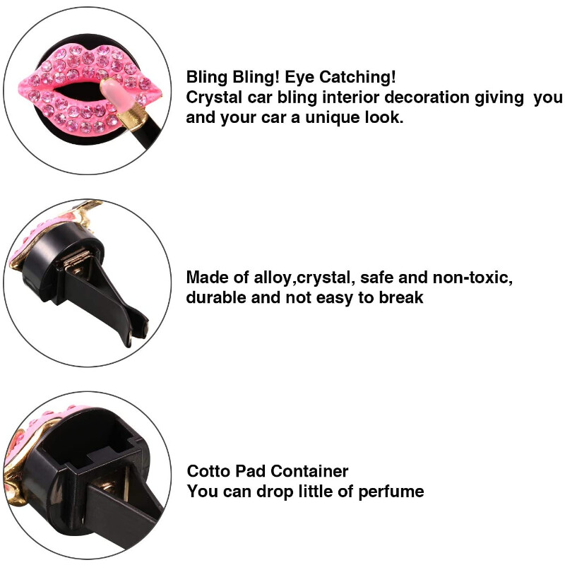 Otvor za zrak u automobilu Stezaljka za aromaterapiju Diamond Red Lips Stezaljke za parfeme Stezaljka za mirisne mirise Osvježivač zraka Dodaci za interijer automobila