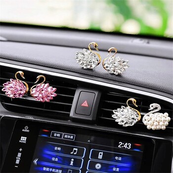 1 ΤΕΜ. Creative Swan Shape Outlet Vent Clip Luxury Diamond Aromatherapy Clip Simple Auto Diffuser Aroma