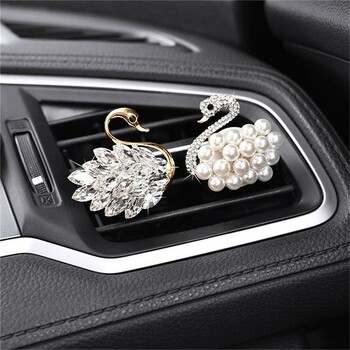 1 ΤΕΜ. Creative Swan Shape Outlet Vent Clip Luxury Diamond Aromatherapy Clip Simple Auto Diffuser Aroma