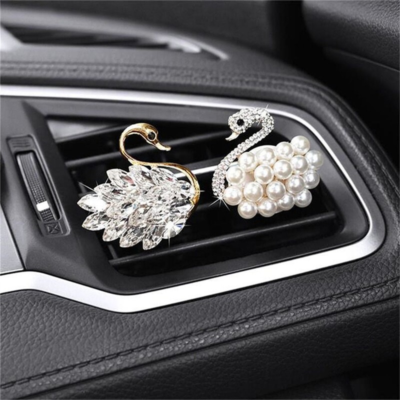 1 buc Clipă de aerisire pentru ieșire creativă în formă de lebădă Clip de aromoterapie cu diamante de lux Difuzor automat de arome