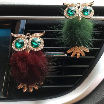 Diamond Fur Owl Car Αποσμητικό αέρα Auto Outlet Κλιπ Άρωμα Άρωμα Άρωμα Αυτοκινήτου Diffuser Bling Αξεσουάρ αυτοκινήτου Δώρα διακόσμησης εσωτερικού χώρου