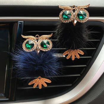 Diamond Fur Owl Car Αποσμητικό αέρα Auto Outlet Κλιπ Άρωμα Άρωμα Άρωμα Αυτοκινήτου Diffuser Bling Αξεσουάρ αυτοκινήτου Δώρα διακόσμησης εσωτερικού χώρου