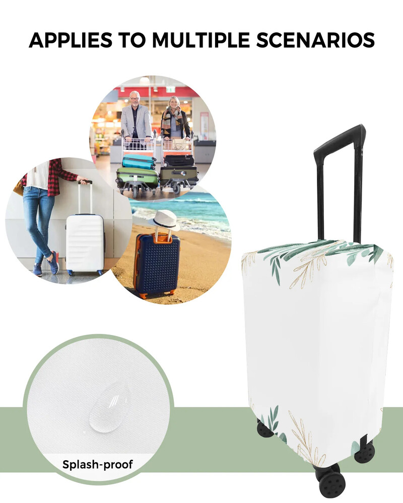 Zaļie tropiskie augi, atstāj bagāžas pārsegs, elastīgs čemodāns aizsargs bagāžas putekļu pārsegs 18-32 collu ceļojumu kofera somiņai