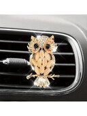 Clip decorativă pentru aerisire auto cu bufniță de cristal sclipitor auriu, aromaterapie pentru odorizant auto feminin, (decoratiuni metalice,