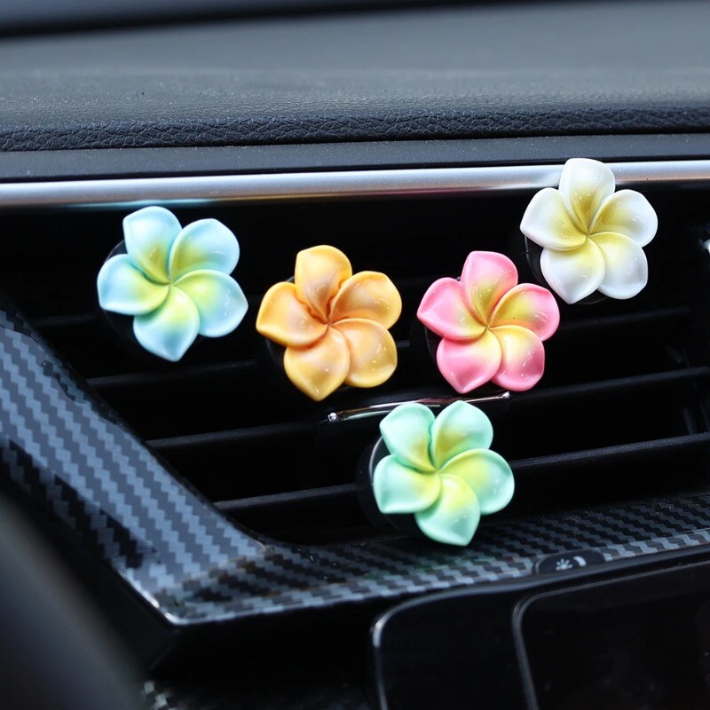 1/5 gab. Jaunu automašīnu gaisa ventilācijas atveru smaržu klipsis Olu zieda forma Auto gaisa atsvaidzinātājs Smaržas Aromterapijas difuzors Automašīnu interjera dekori
