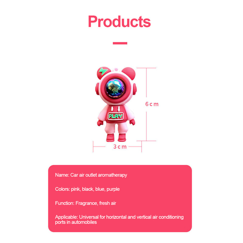 Priză de aer mașină Clip de parfum Astronaut de desene animate Odorizant de aer condiționat Priza de aer Aromaterapie Decorare interioară a mașinii