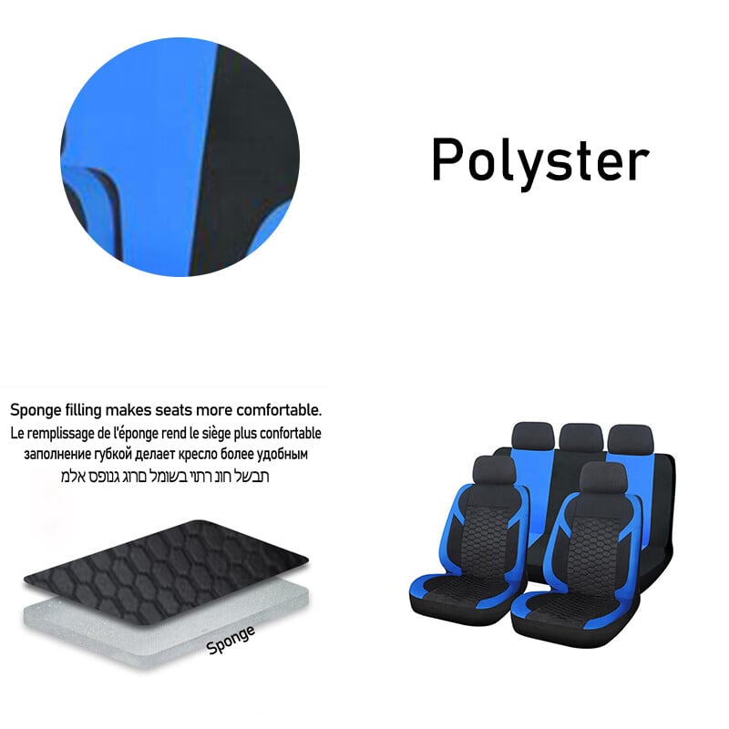 AUTO PLUS Universal Diamond Lattice Poliester Albastru 4buc/9buc Set Huse Scaun Auto de Curse Accesorii Protectie Scaune Interior