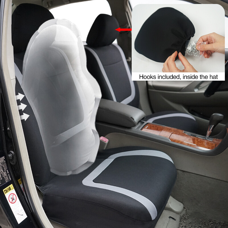 Set complet husă scaun auto din material poliester universal, respirabil, lavabil, potrivit pentru mașină, camion, furgonetă, suv, accesorii pentru mașină, interior