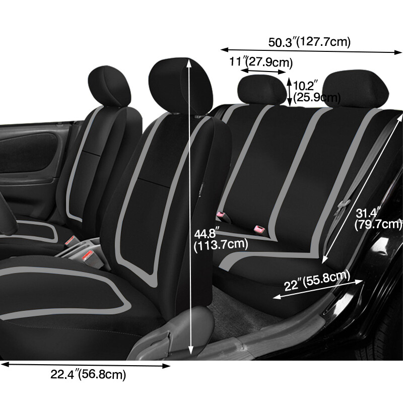 Set complet husă scaun auto din material poliester universal, respirabil, lavabil, potrivit pentru mașină, camion, furgonetă, suv, accesorii pentru mașină, interior