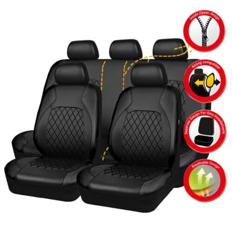 9 buc/set husă scaun mașină piele PU set complet husă protectoare scaun complet înconjurată husă universală pentru scaune impermeabilă interior auto