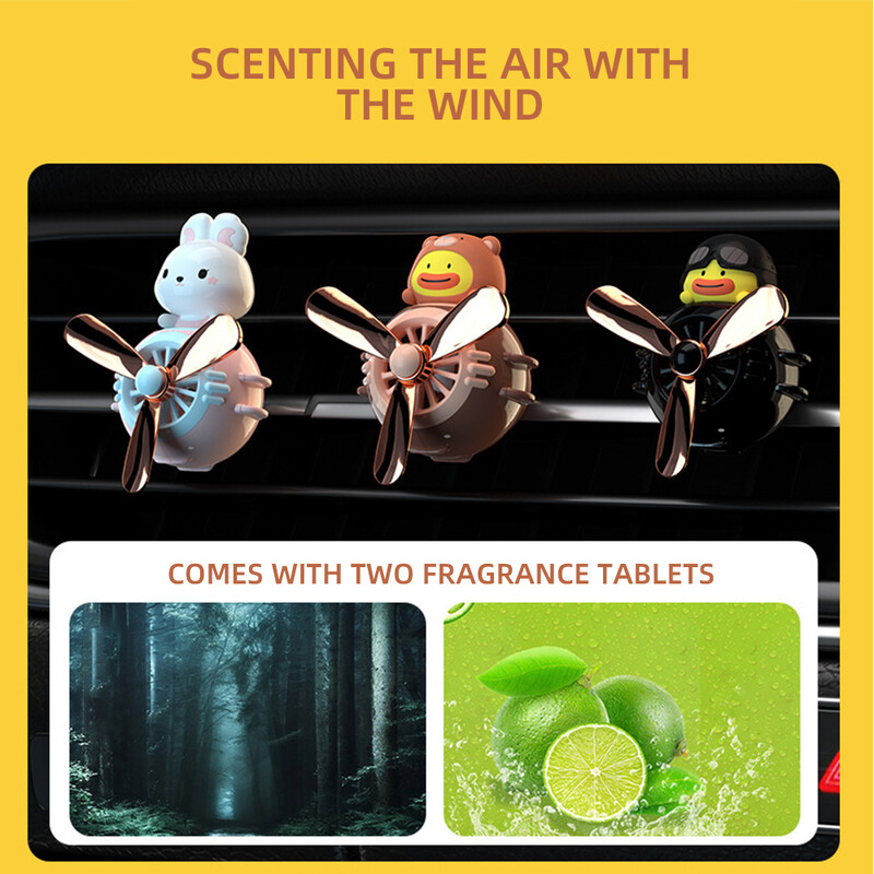 Odorizant auto Urs pilot Accesorii auto Difuzor de parfum interior Dispozitiv de ieșire cu elice rotative Design magnetic de parfum