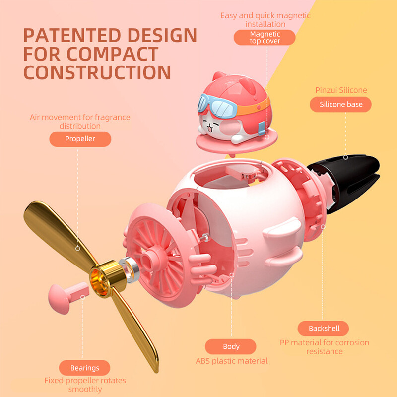 Odorizant auto Urs pilot Accesorii auto Difuzor de parfum interior Dispozitiv de ieșire cu elice rotative Design magnetic de parfum