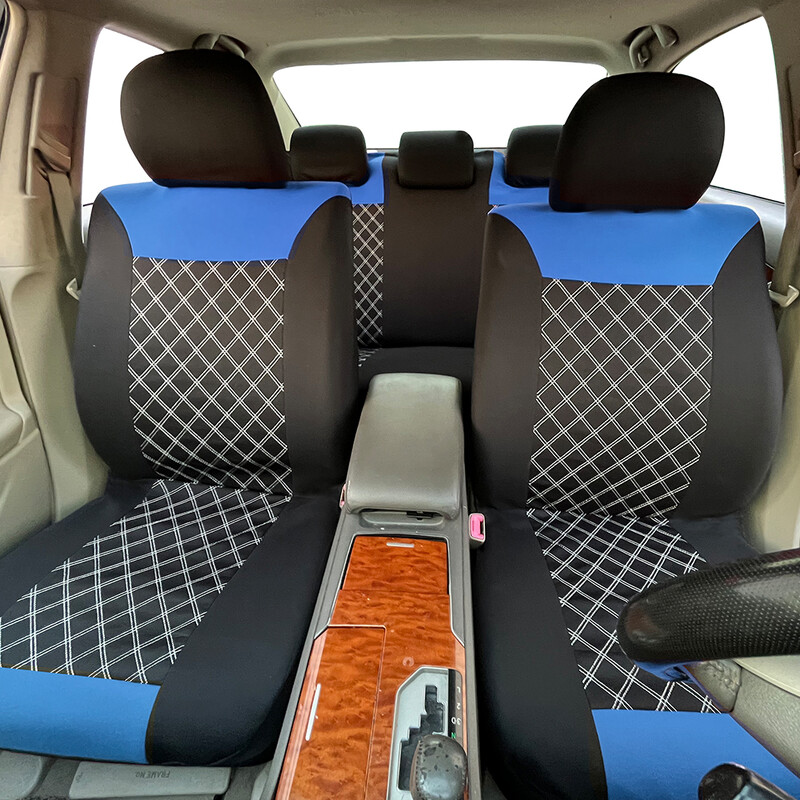 Huse pentru scaune de mașină, cu linie dublă, broderie, îmbinare matlasată, dimensiune universală, potrivită pentru majoritatea huselor de scaun din material poliester auto pentru mașină