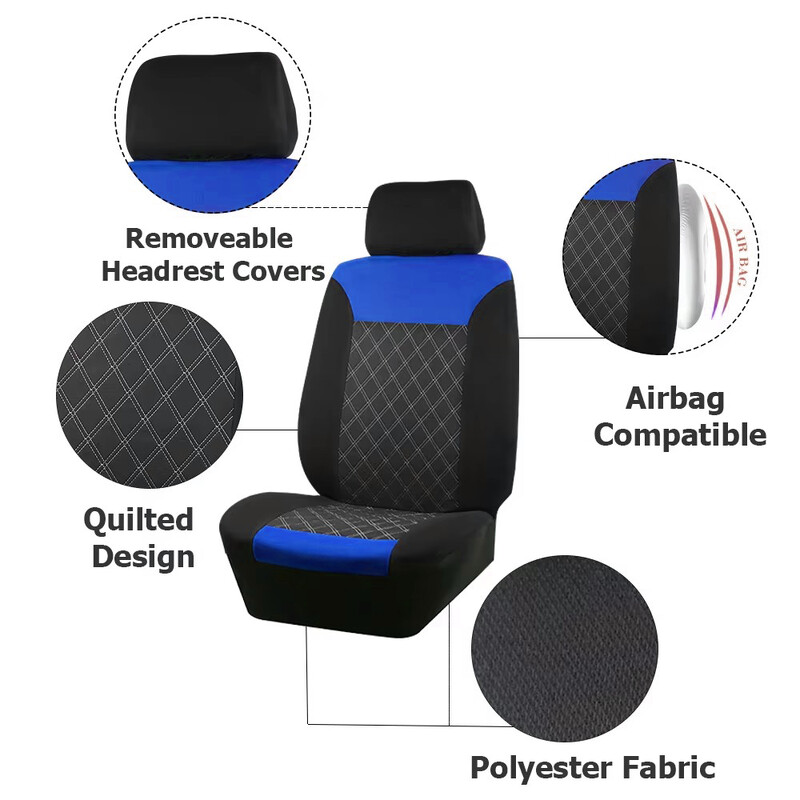 Huse pentru scaune de mașină, cu linie dublă, broderie, îmbinare matlasată, dimensiune universală, potrivită pentru majoritatea huselor de scaun din material poliester auto pentru mașină