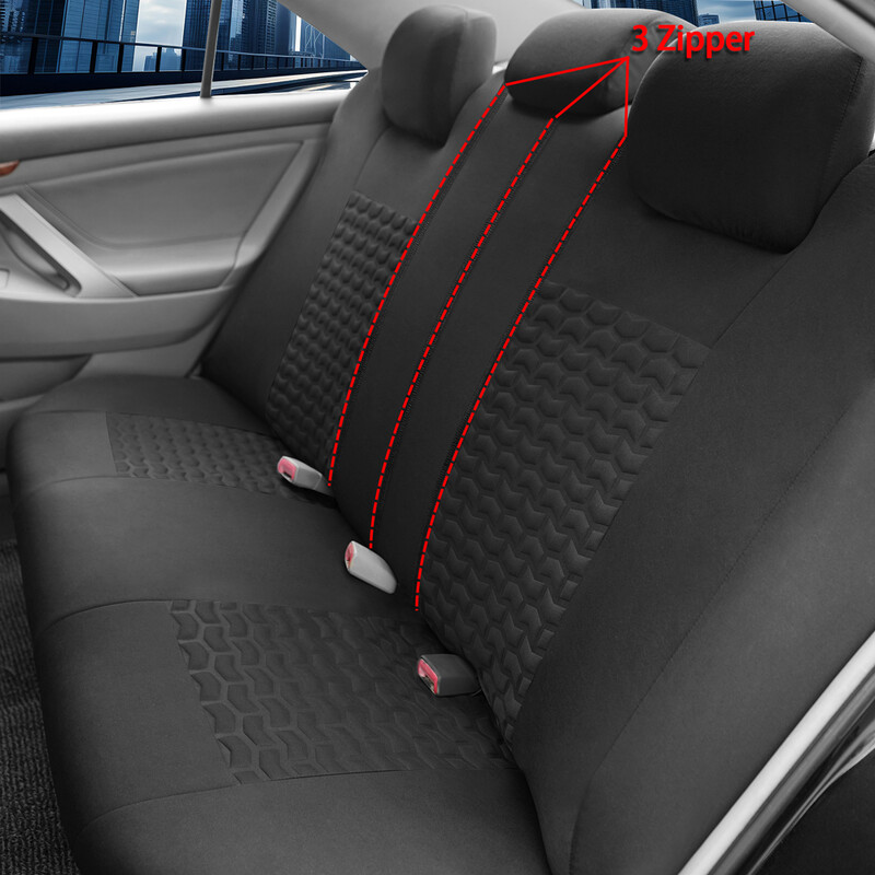 AUTO PLUS Huse scaune auto Textura anvelope Presă Huse scaun din material respirabil pentru mașină 3 Fermoar pentru spătarul banchetei din spate