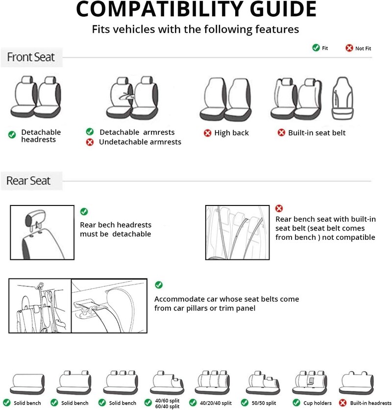 Univerzalne navlake za autosjedalice Kompletan set tkanina za većinu limuzina Vans SUV vozila Kamioni Štitnik za autosjedalice Navlake za prednja i stražnja stražnja sjedala