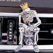 Skeleton Auto gaisa atsvaidzinātājs, Desperate Crown Gold Chain Skull Aromterapijas tabletes Auto difuzors, Clip On Gaisa kondicioniera izeja