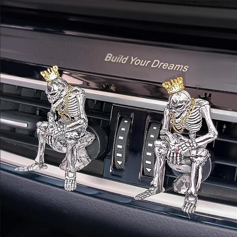 Skeleton Auto gaisa atsvaidzinātājs, Desperate Crown Gold Chain Skull Aromterapijas tabletes Auto difuzors, Clip On Gaisa kondicioniera izeja