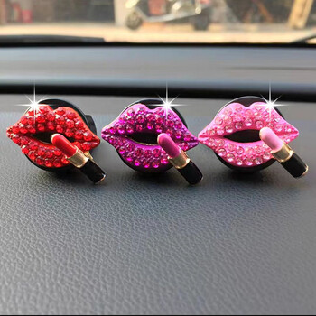 Щипка за парфюм за кола Creative Diamond Female Lipstick Heart Fragrance Car Air Outlet Освежител Vent Clip Освежител за въздух