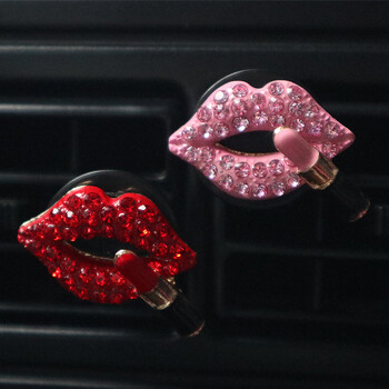 Щипка за парфюм за кола Creative Diamond Female Lipstick Heart Fragrance Car Air Outlet Освежител Vent Clip Освежител за въздух